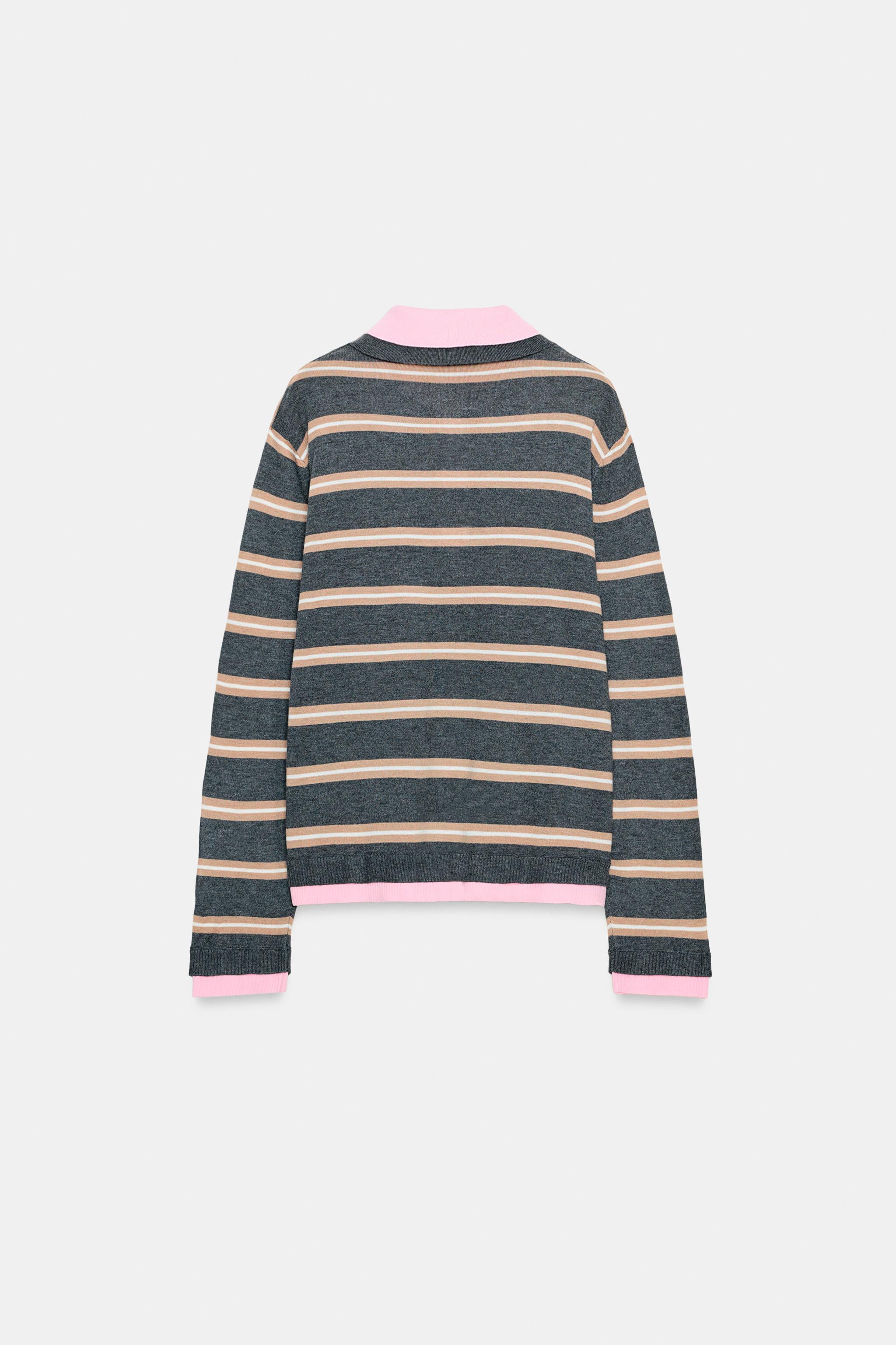 STRIPED COMBINED KNIT POLO SHIRT